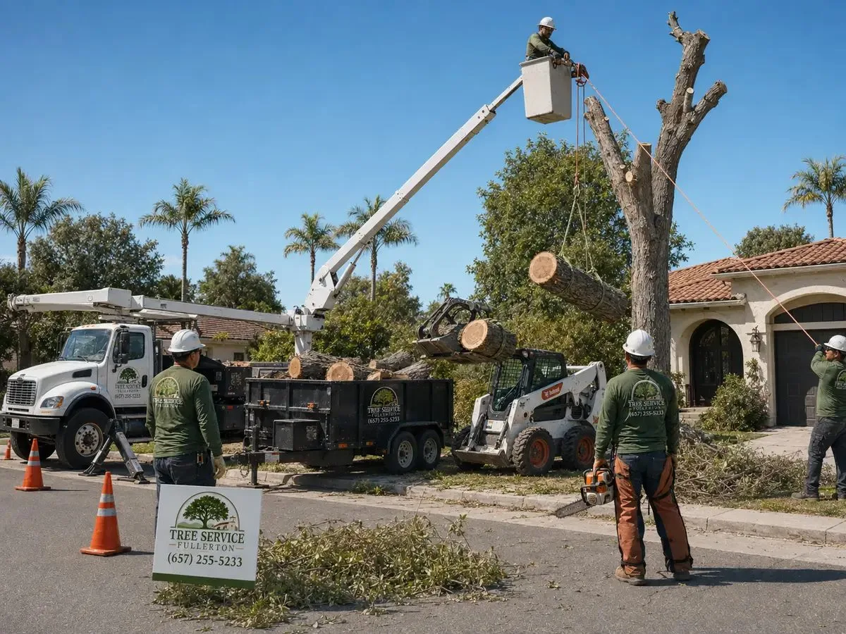 Controlled tree removal work at a Fullerton-area property